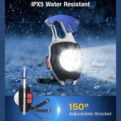 IPX5 Waterproof Keychain LED Flashlight – Multifunction Pocket Light with 150° Adjustable Bracket & Rechargeable Battery