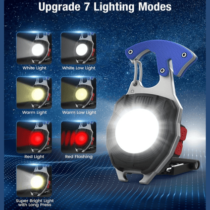 IPX5 Waterproof Keychain LED Flashlight – Multifunction Pocket Light with 150° Adjustable Bracket & Rechargeable Battery