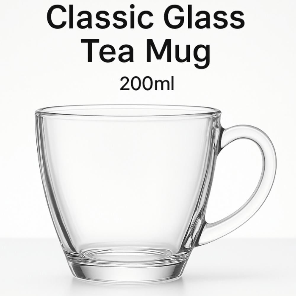 Classic 200ml Glass Tea Mug Set of 6