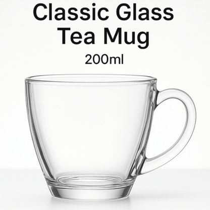 Classic 200ml Glass Tea Mug Set of 6