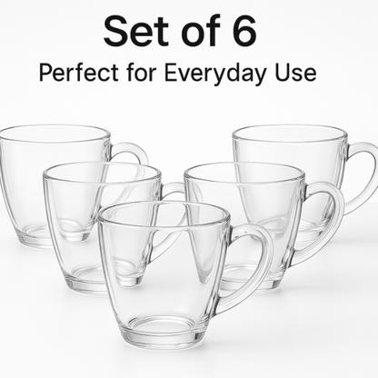 Classic 200ml Glass Tea Mug Set of 6