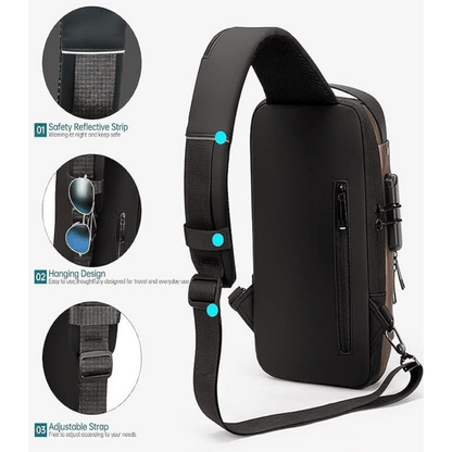 Waterproof Crossbody Sling Bag with USB Charging Port – Anti-Theft Travel Shoulder Backpack for Men & Women