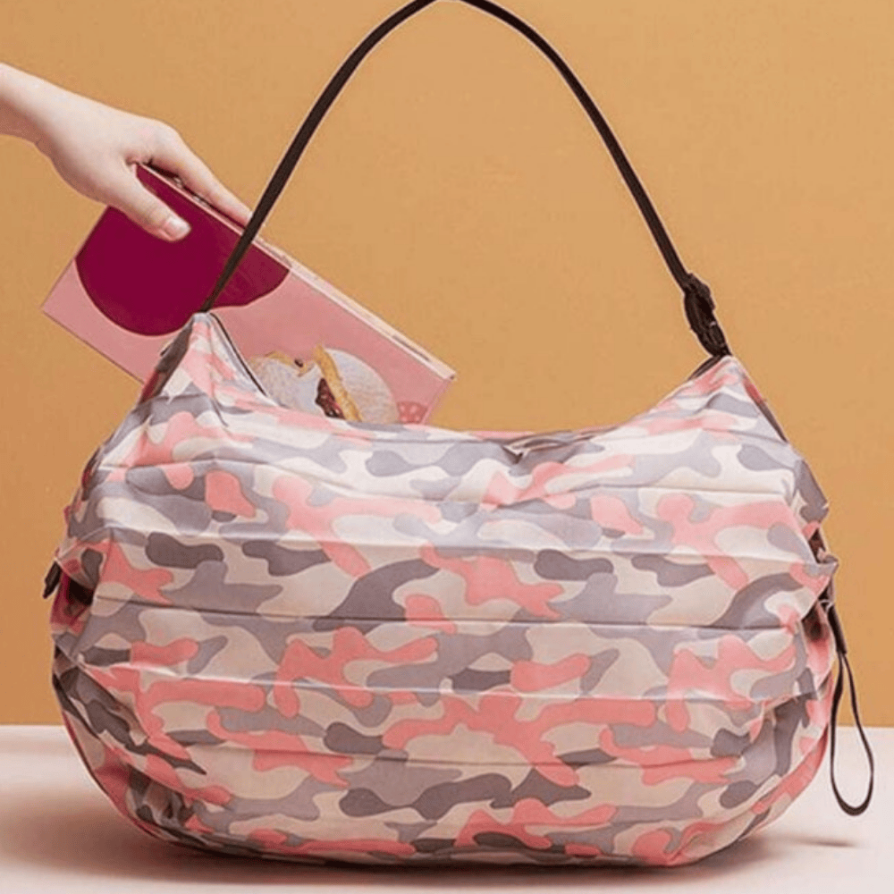 Foldable Reusable Shopping Bag – Large Capacity Waterproof Grocery Tote with Camouflage Design