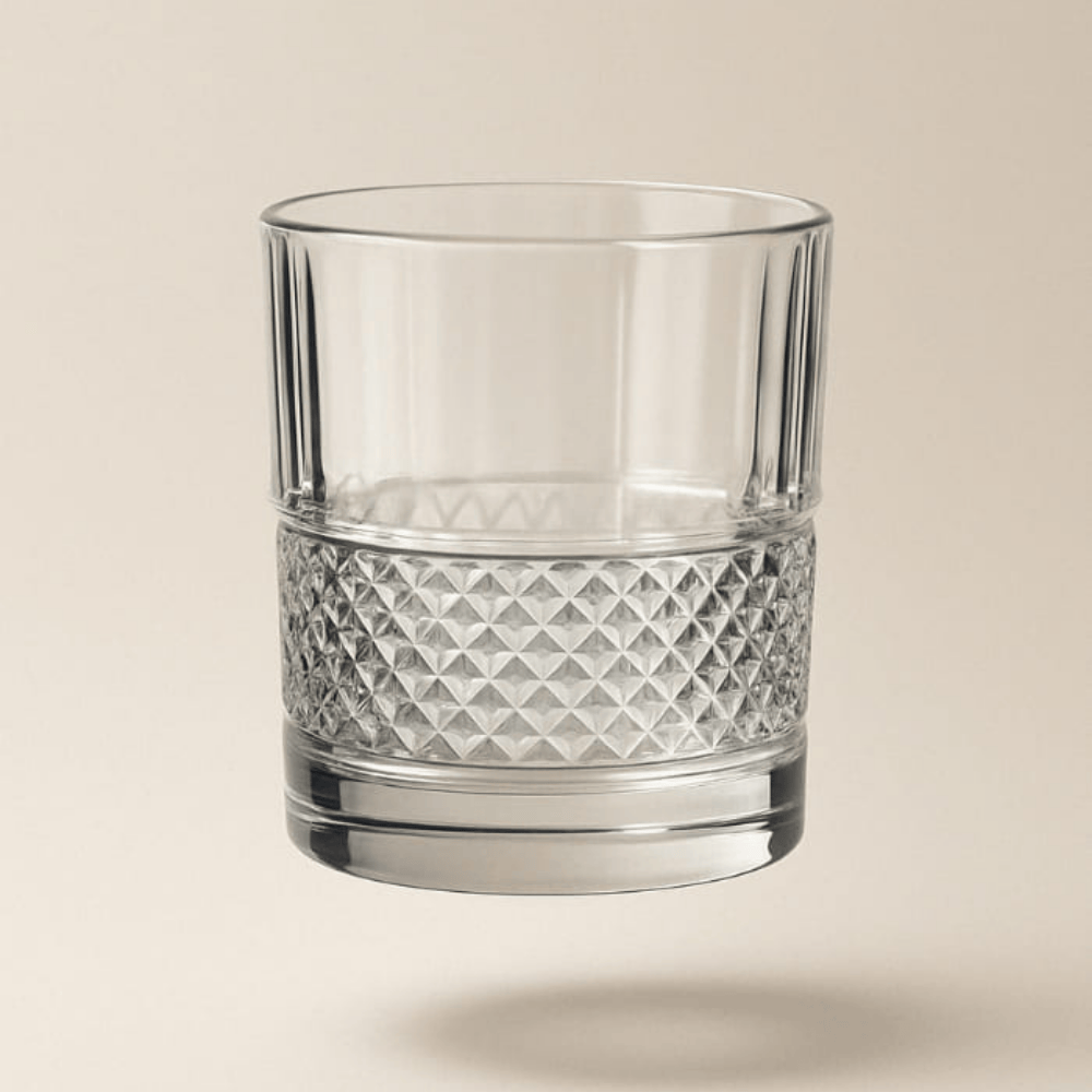 Premium Whisky Glass – Diamond-Cut Base Tumbler for Whiskey 340ml