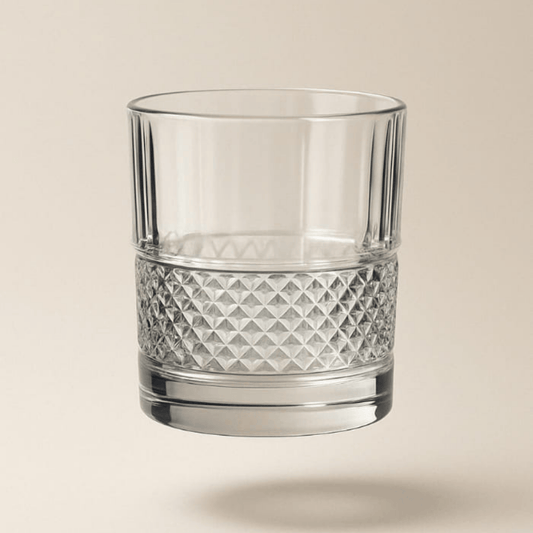 Premium Whisky Glass – Diamond-Cut Base Tumbler for Whiskey 340ml