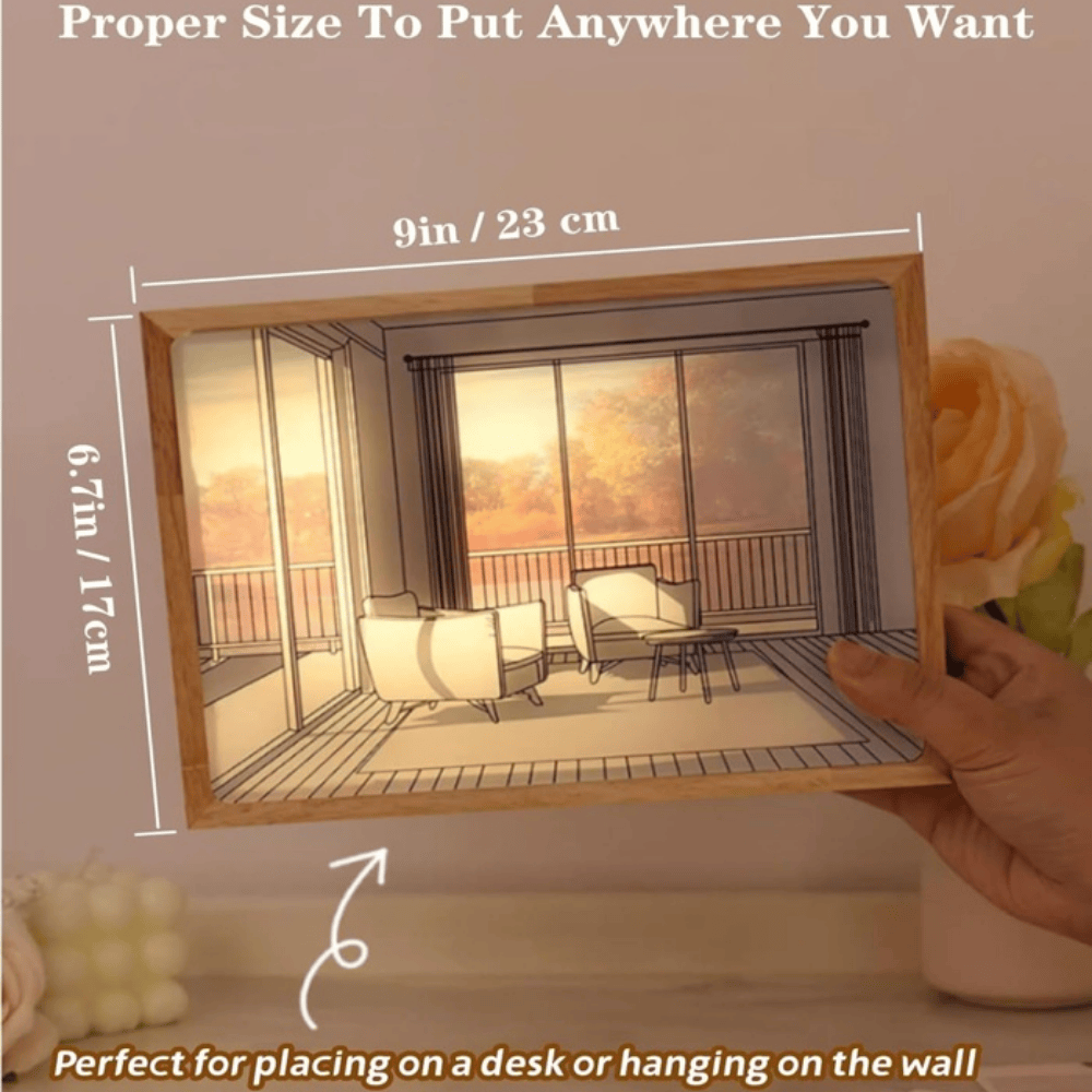 LED Light Painting Night Lamp – Glowing Landscape Art Frame for Home Decor
