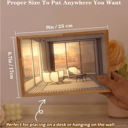 LED Light Painting Night Lamp – Glowing Landscape Art Frame for Home Decor