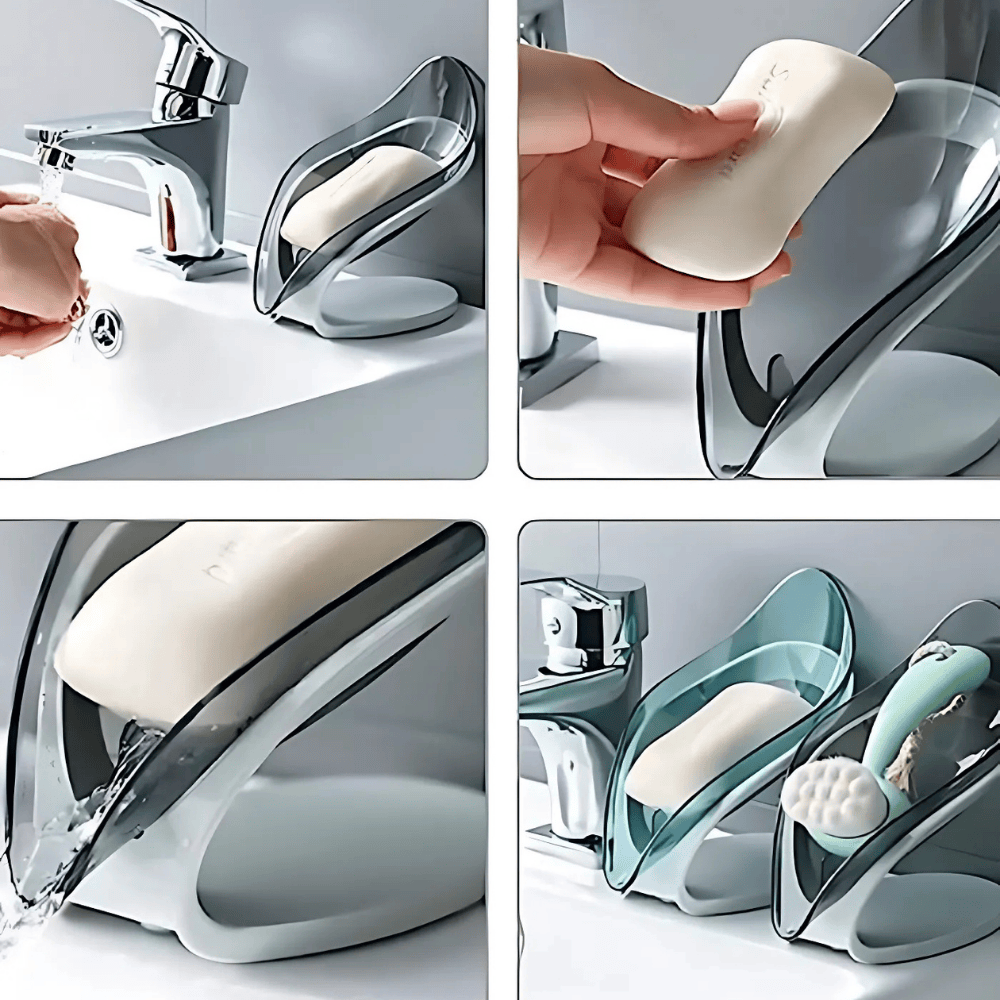 Fancy Leaf Design Soap Holder – Self-Draining Bathroom Soap Stand