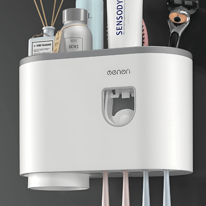 Wall Mounted Toothbrush Holder with 1 Cup and Storage Shelf – Compact Bathroom Organizer