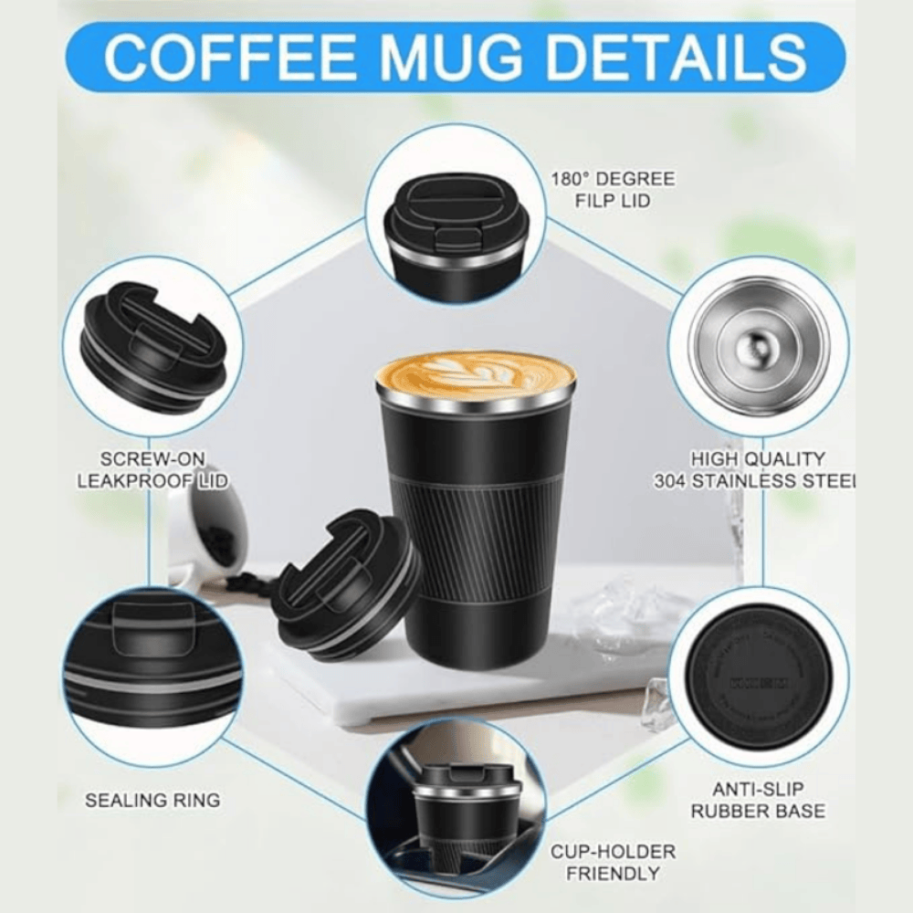 Premium Coffee Mug with Non-Slip Grip – Leak-Proof & Insulated Travel Cup