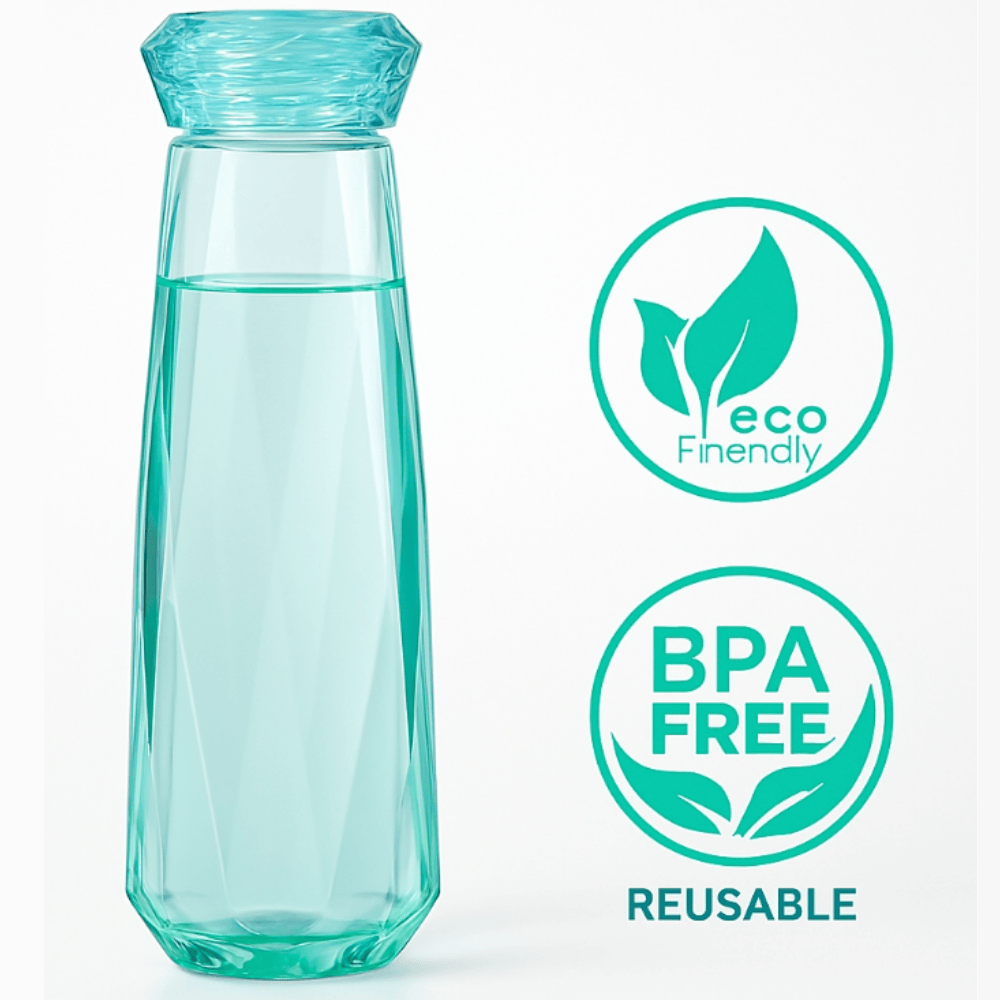 Diamond Glass Bottle – Elegant Faceted Design Water & Beverage Bottle