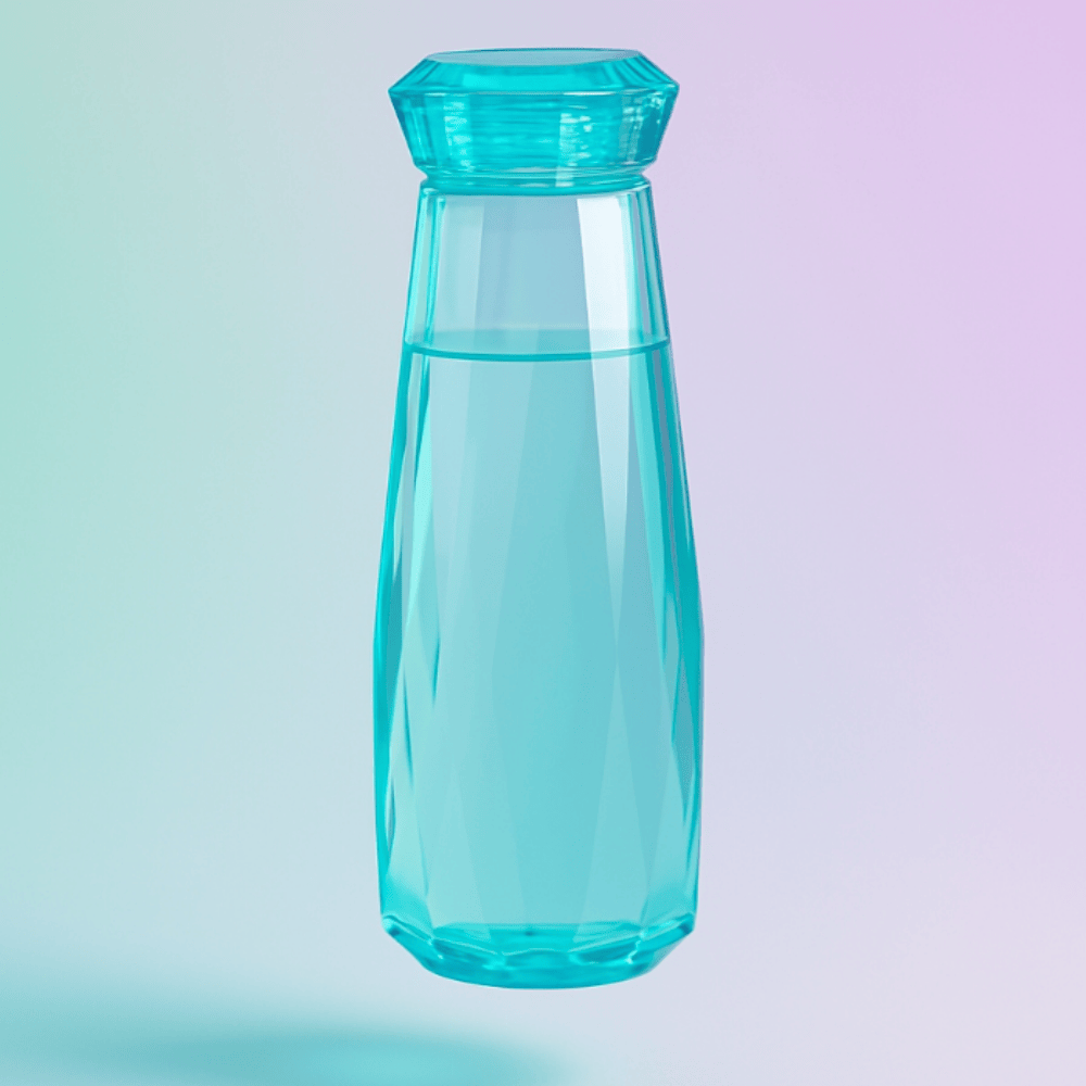 Diamond Glass Bottle – Elegant Faceted Design Water & Beverage Bottle
