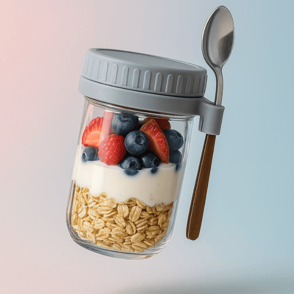 Glass Storage Jar with Spoon & Airtight Lid 400ml