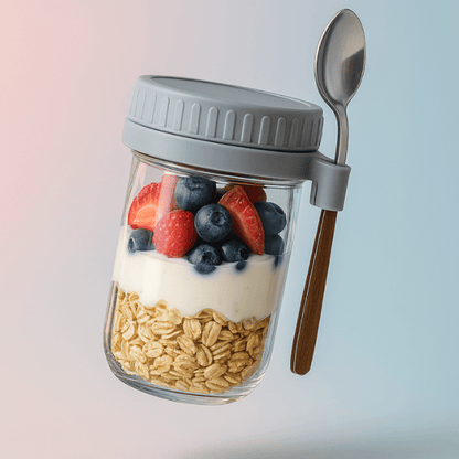 Glass Storage Jar with Spoon & Airtight Lid 400ml