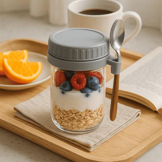 Glass Storage Jar with Spoon & Airtight Lid 400ml