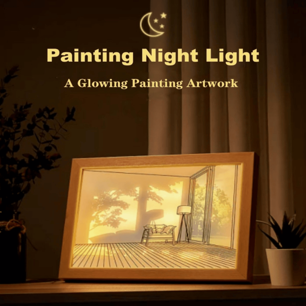 LED Light Painting Night Lamp – Glowing Landscape Art Frame for Home Decor