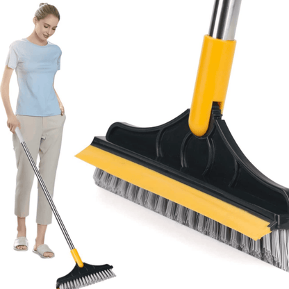 Premium 2-in-1 Floor Wiper and Cleaning Brush with Long Handle