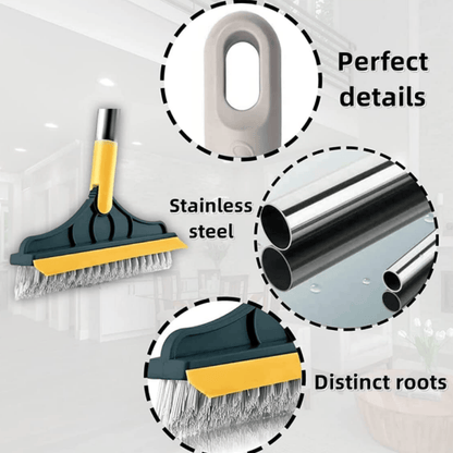 Premium 2-in-1 Floor Wiper and Cleaning Brush with Long Handle