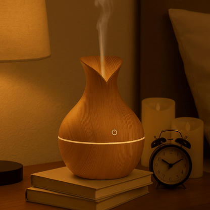 Wood Grain Aroma Diffuser – 14M Ultrasonic Essential Oil Humidifier for Home & Office