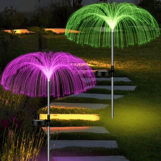 Solar Jellyfish Lights – 2PCS Waterproof LED Fiber Optic Garden Lamps for Outdoor Decoration