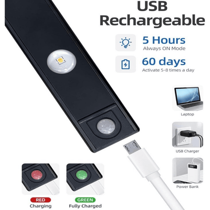40cm LED Motion Sensor Cabinet Light – Rechargeable Under Cabinet Lighting with 3 Color Modes