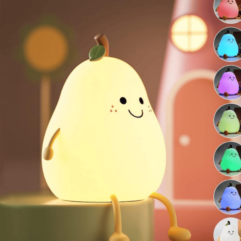 Pear Silicone LED Lamp – Rechargeable Touch Control Night Light for Bedroom & Home Decor