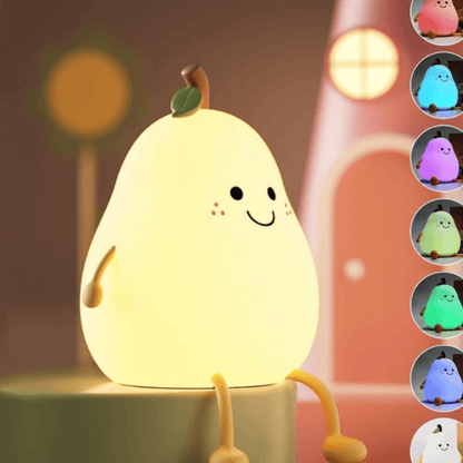 Pear Silicone LED Lamp – Rechargeable Touch Control Night Light for Bedroom & Home Decor