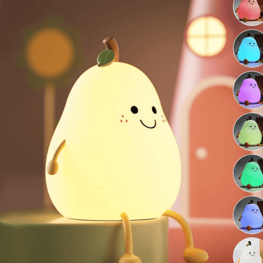 Pear Silicone LED Lamp – Rechargeable Touch Control Night Light for Bedroom & Home Decor