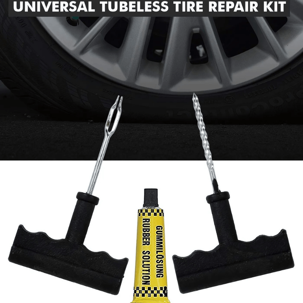 Universal Tubeless Tire Puncture Repair Kit – Emergency Tyre Plug Tool Set for Cars, Bikes, and SUVs