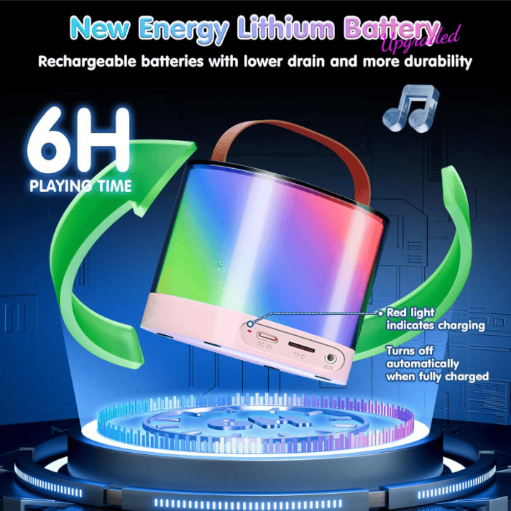 K52 Bluetooth Speaker with Dual Wireless Microphones – Portable Karaoke System with LED Lights