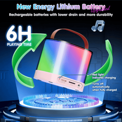 K52 Bluetooth Speaker with Dual Wireless Microphones – Portable Karaoke System with LED Lights