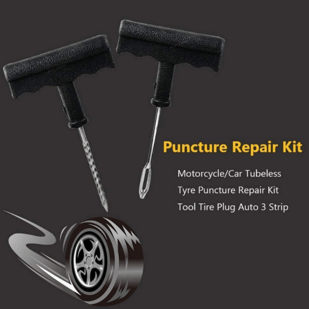 Universal Tubeless Tire Puncture Repair Kit – Emergency Tyre Plug Tool Set for Cars, Bikes, and SUVs