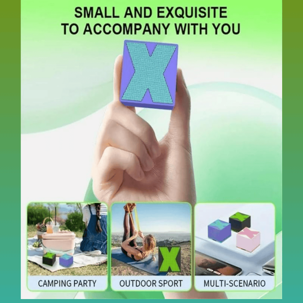 X1 Bluetooth Speaker – Portable Wireless Cube Speaker with Powerful Bass and LED Design