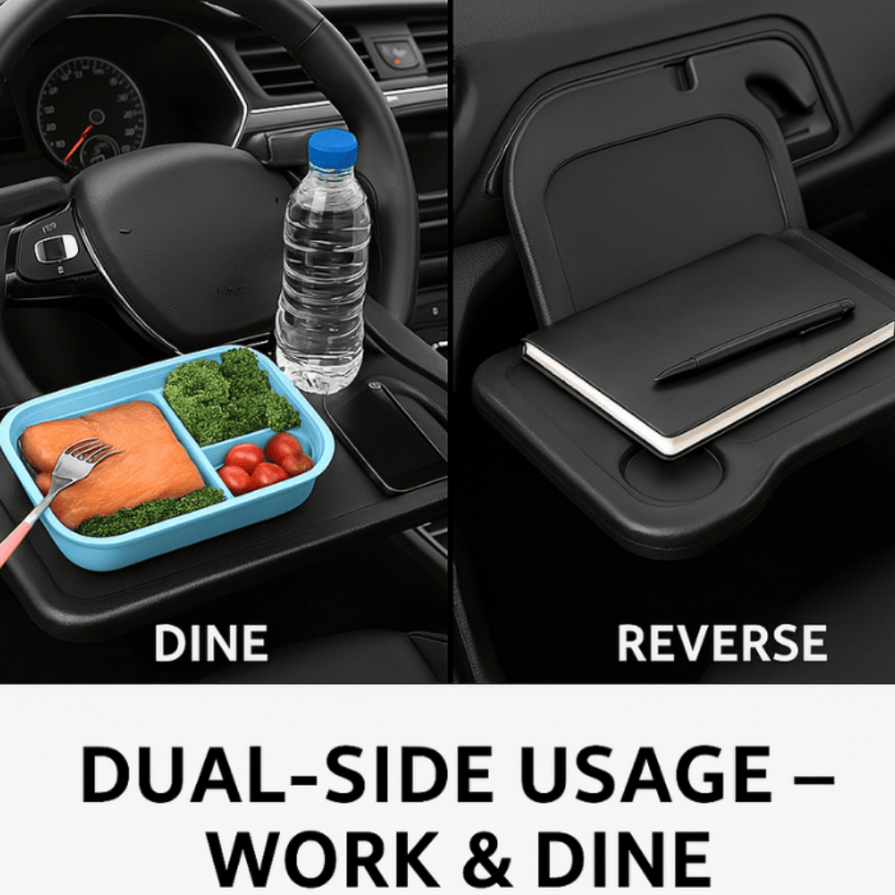 Mini Car Tray – Steering Wheel Desk and Portable Vehicle Food & Laptop Table