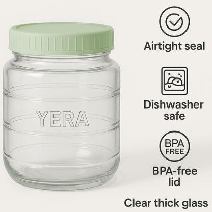 YERA Dublin Glass Jar with Airtight Lid – 1 Piece Transparent Storage Container