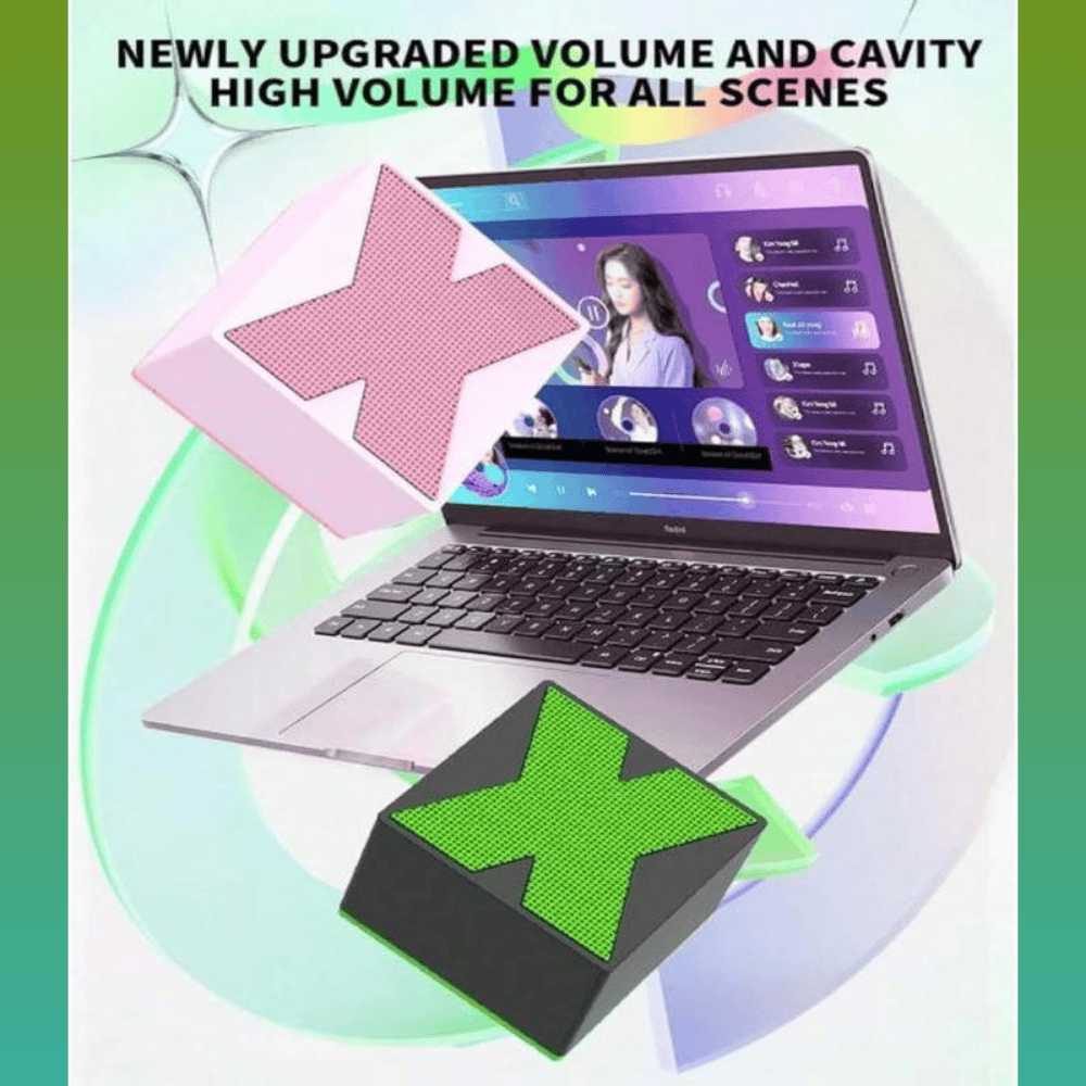 X1 Bluetooth Speaker – Portable Wireless Cube Speaker with Powerful Bass and LED Design