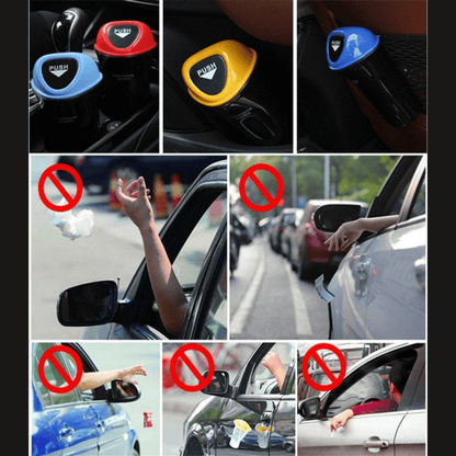 Car Dustbin – Portable Mini Trash Can with Push Lid for Vehicle Interior