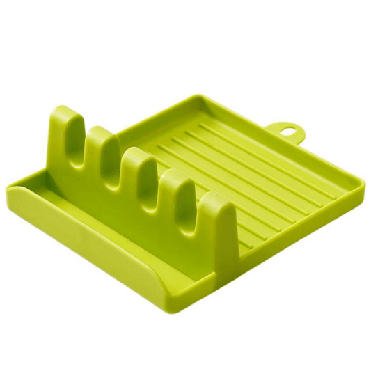 Plastic Spoon Rest with Drip Tray | Heat Resistant Utensil Holder for Kitchen Counter and Stove