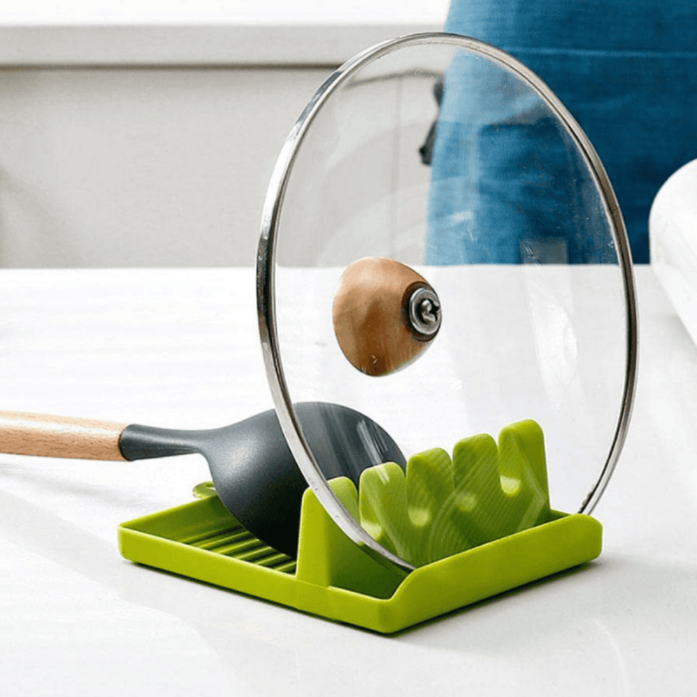 Plastic Spoon Rest with Drip Tray | Heat Resistant Utensil Holder for Kitchen Counter and Stove