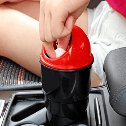 Car Dustbin – Portable Mini Trash Can with Push Lid for Vehicle Interior