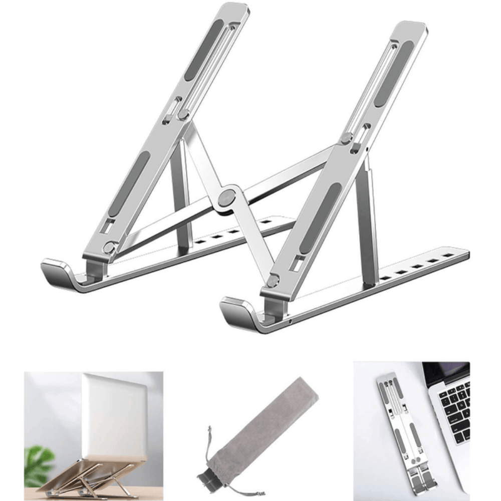 Adjustable Metal Laptop Stand – Portable Ergonomic Notebook Riser for Desk and Travel
