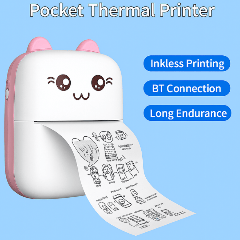 Mini Portable Printer – Wireless Pocket Thermal Printer for Photos, Notes, and Labels