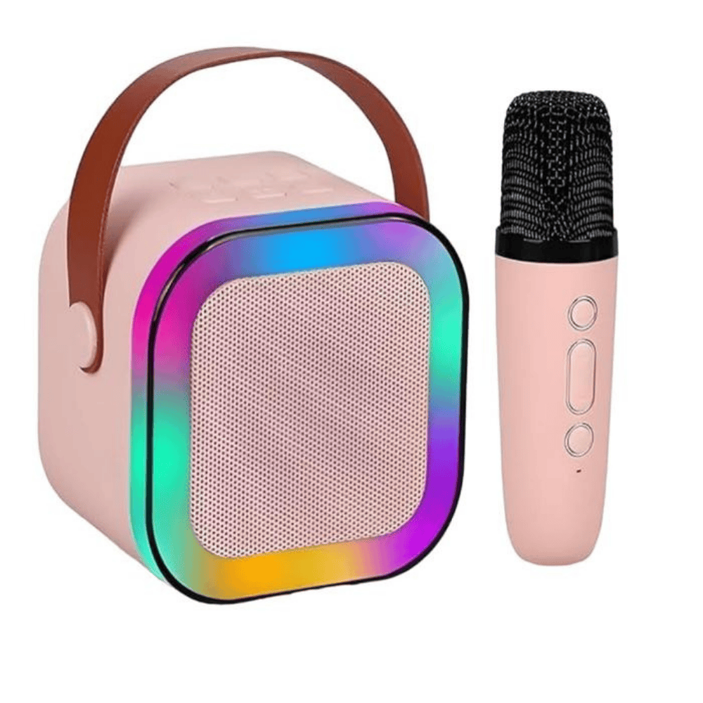 K12 Bluetooth Speaker with Wireless Microphone – Portable Karaoke Speaker with LED Lights