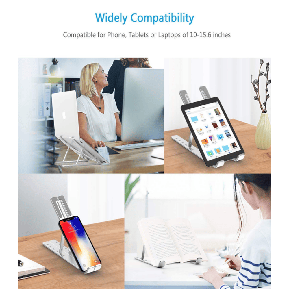 Adjustable Metal Laptop Stand – Portable Ergonomic Notebook Riser for Desk and Travel