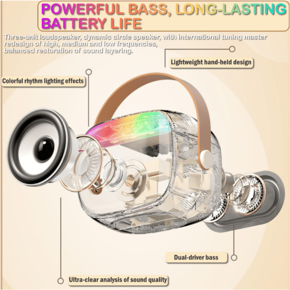K30 Bluetooth Speaker with Wireless Microphone – Portable Karaoke Speaker with LED Party Lights