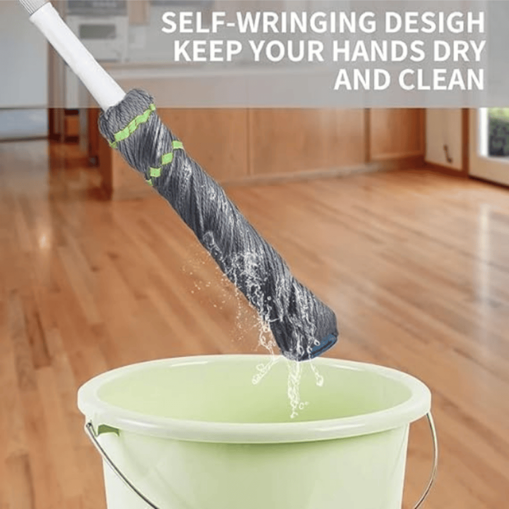 Wringing Twist Mop – Self-Squeezing Floor Cleaning Mop with Super Absorbent Head