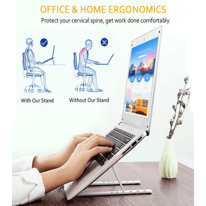 Adjustable Metal Laptop Stand – Portable Ergonomic Notebook Riser for Desk and Travel