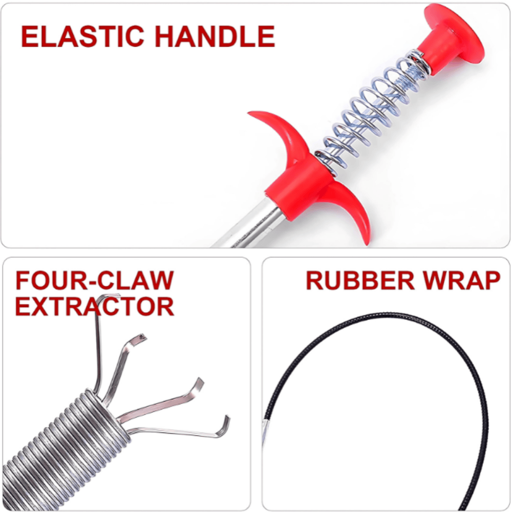 Drain Cleaning Claw Tool – 90cm Flexible Pipe Cleaner with Spring Grabber for Sink and Drain Blockages