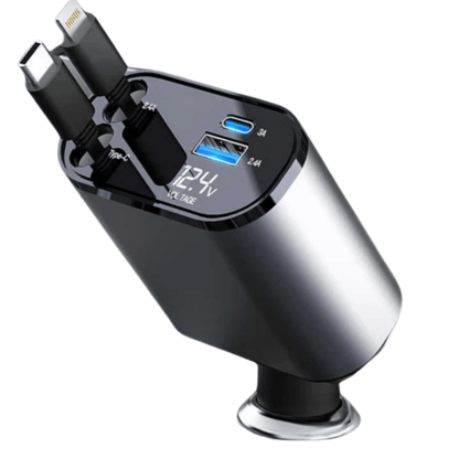 Super Fast Car Charger with Dual USB and Type-C Port – 3A Quick Charge Adapter for All Devices