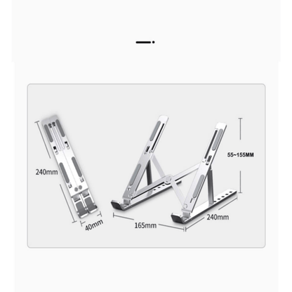 Adjustable Metal Laptop Stand – Portable Ergonomic Notebook Riser for Desk and Travel